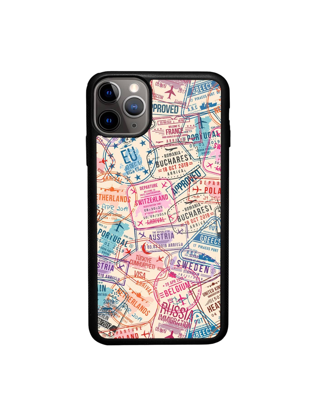

macmerise Immigration Stamps IPhone 11Pro Bumper Case Cover, Beige