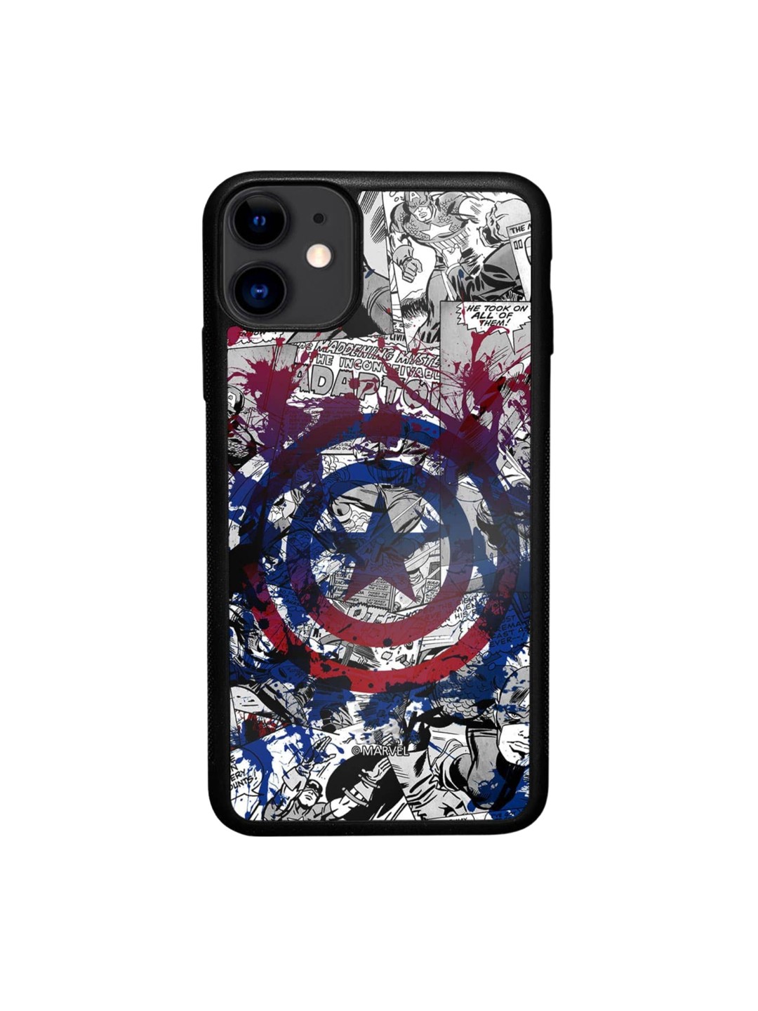 

macmerise Splash Out Shield Captain America Printed iPhone 11 Bumper Case Cover, White