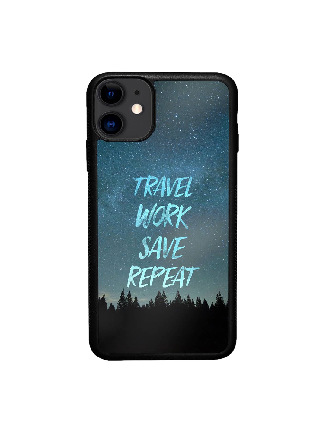 

macmerise Travel Work Save Repeat Printed iPhone 11 Bumper Case Cover, Blue