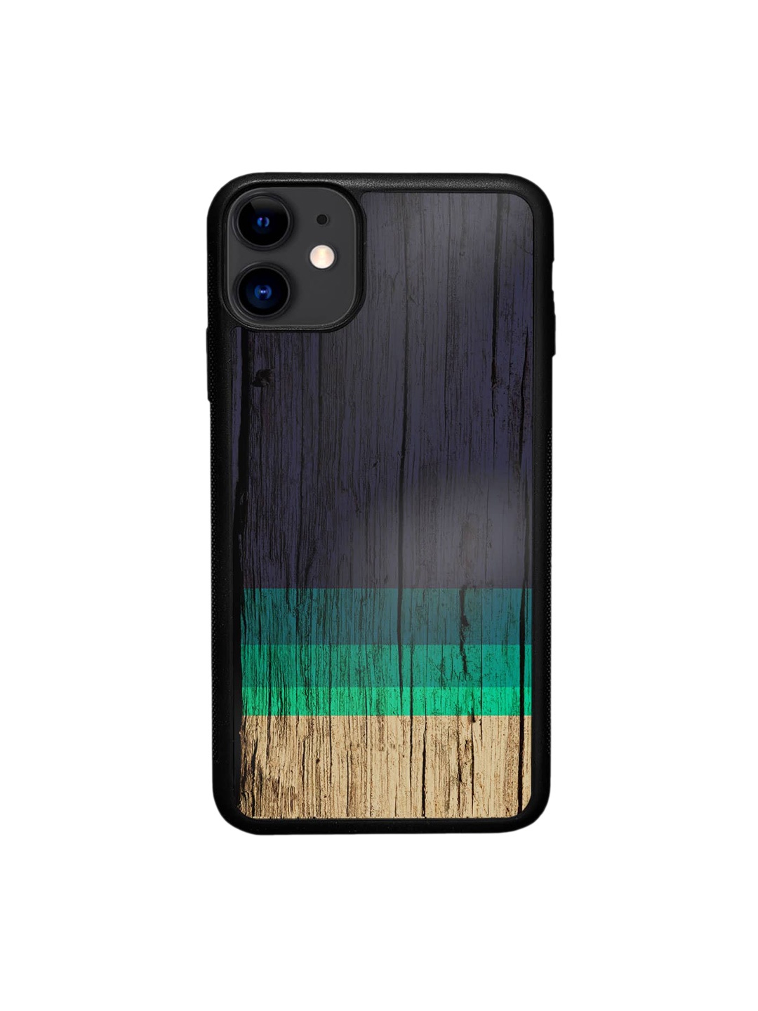 

macmerise Wood Stripes Printed iPhone 11 Bumper Phone Back Cover, Black