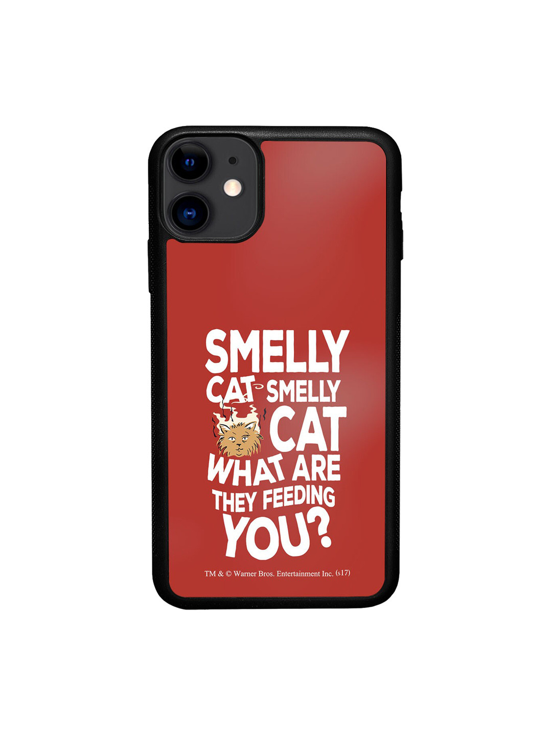 

macmerise Smelly Cat Quirky Printed iPhone 11 Bumper Case, Red