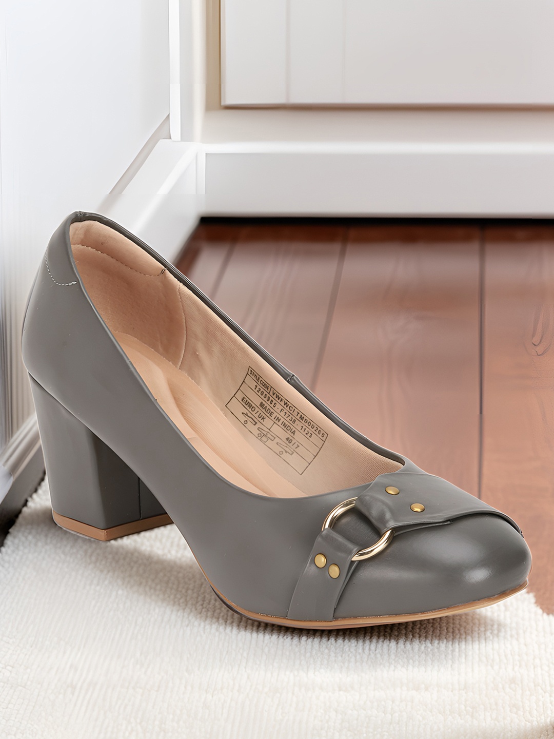 

Van Heusen Block Heel Metallic Detail Pumps, Grey