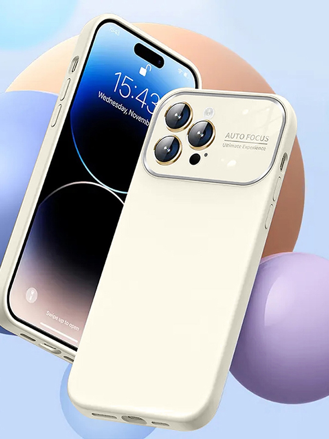 

Karwan Silicon lens IPhone 14 Pro Case Cover & Covers Compatible, Beige