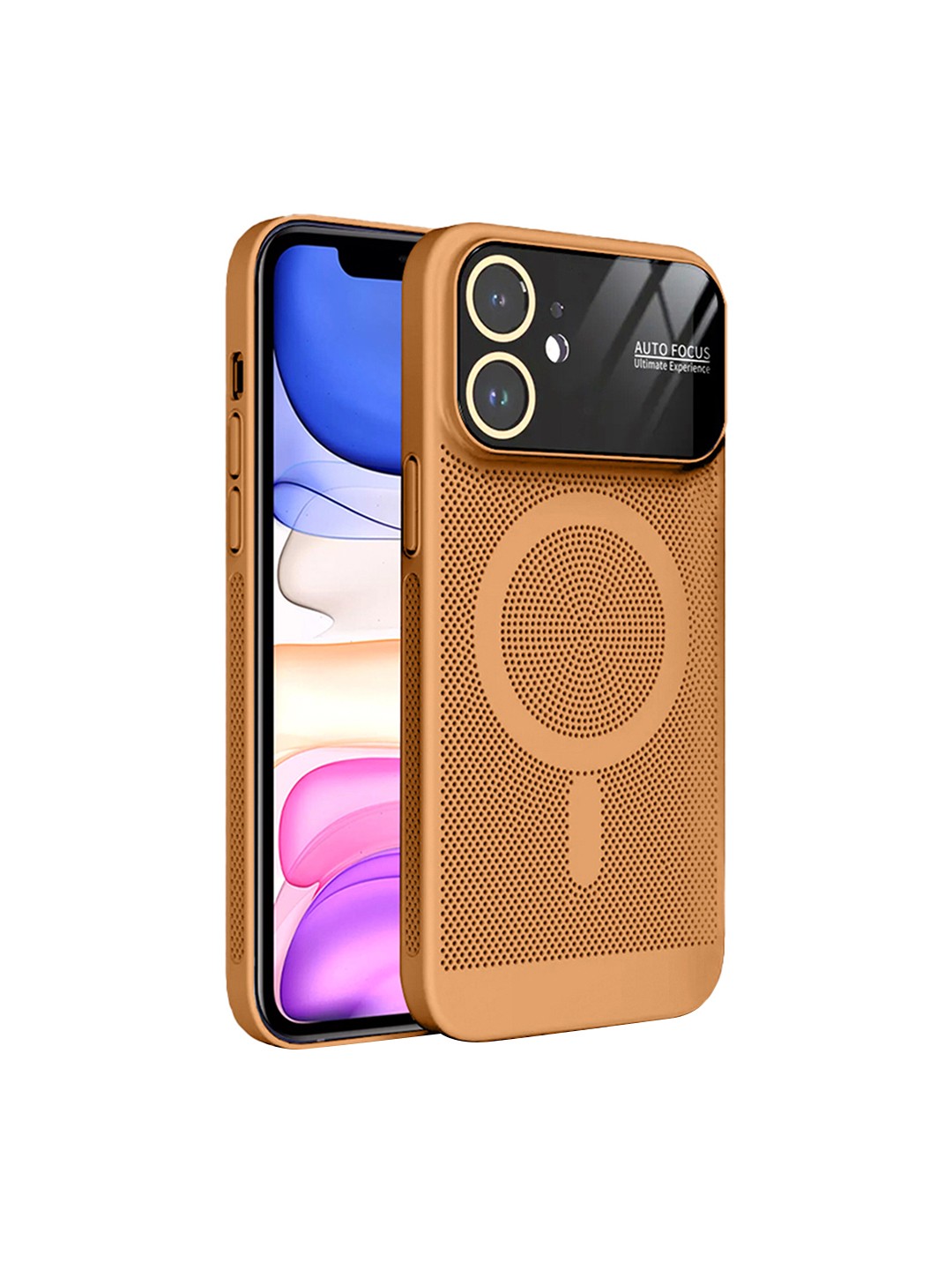 

Karwan Geometric Printed iPhone 12 Back Case Cover, Tan