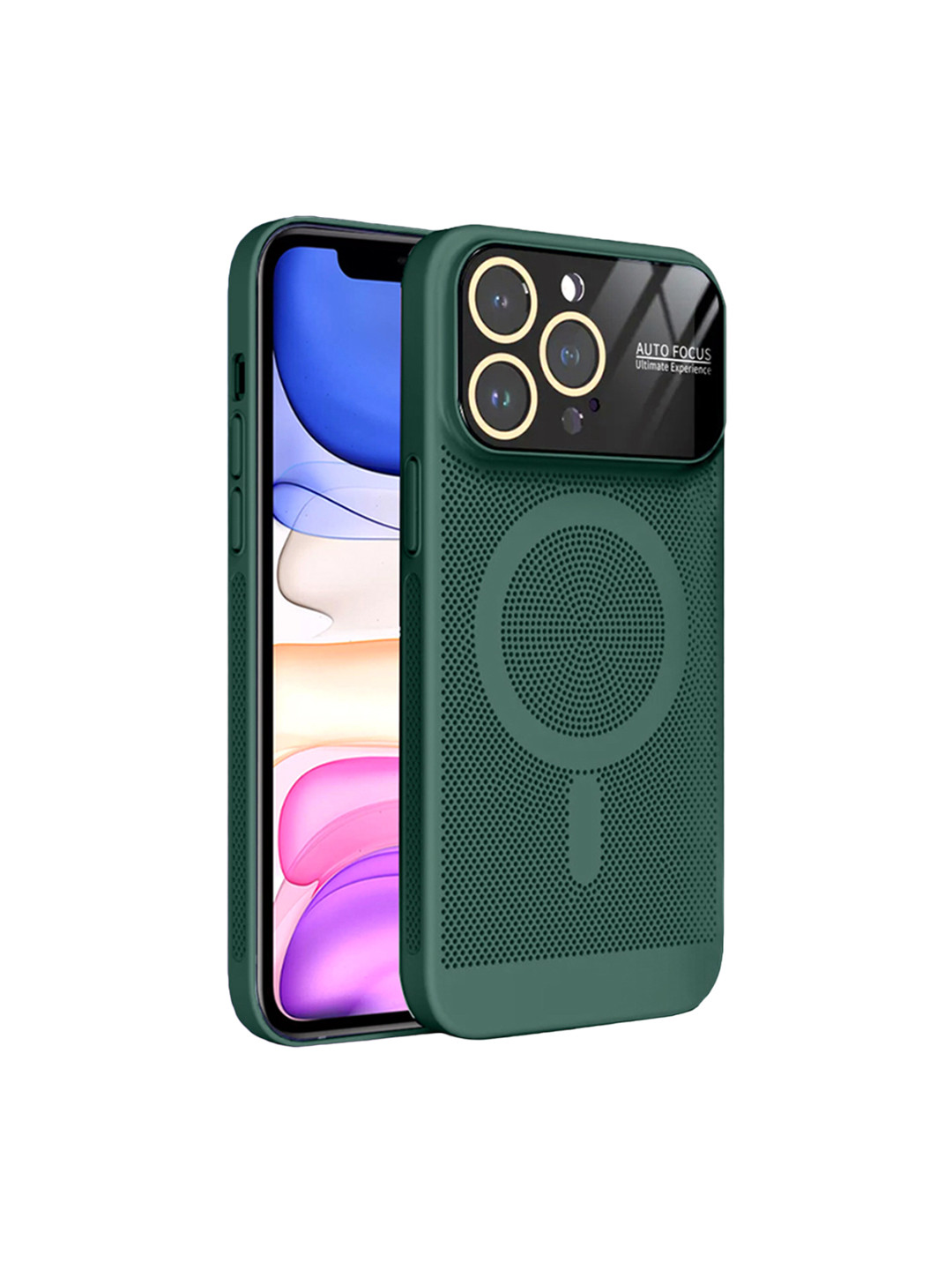

Karwan Geometric Printed iPhone 13 Pro Back Case Cover, Green