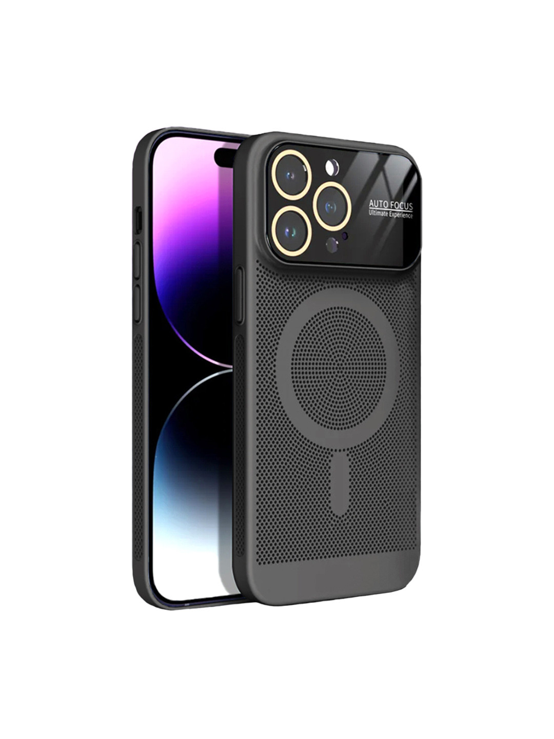 

Karwan Geometric Printed Heat Sink iPhone 14 Pro Max Back Case Cover, Black