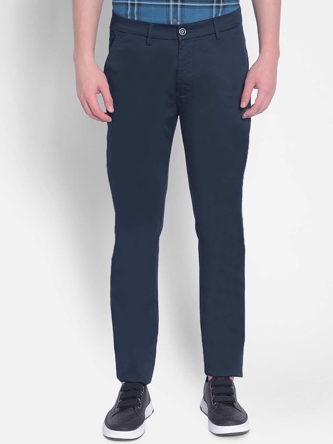 

Crimsoune Club Men Mid Rise Slim Fit Chinos Trousers, Navy blue