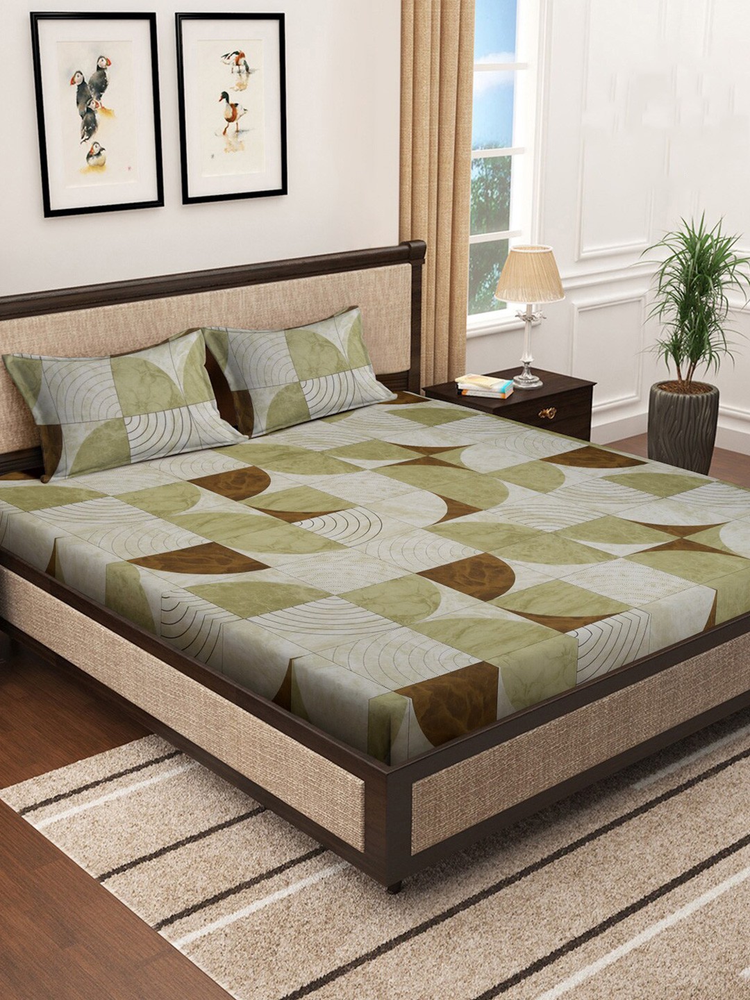 

KLOTTHE Grey Pure Cotton 400 TC Super King Double Fitted Bedsheet With 2 Pillow Covers