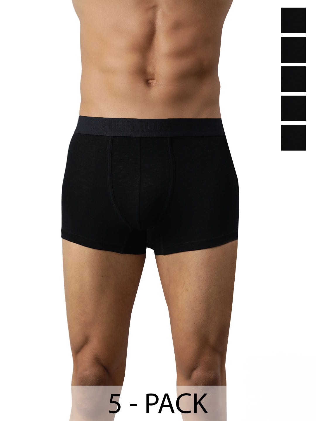 

Heelium Men Pack of 5 Bamboo Super Soft & Odour Free Comfort Fit Trunk, Black