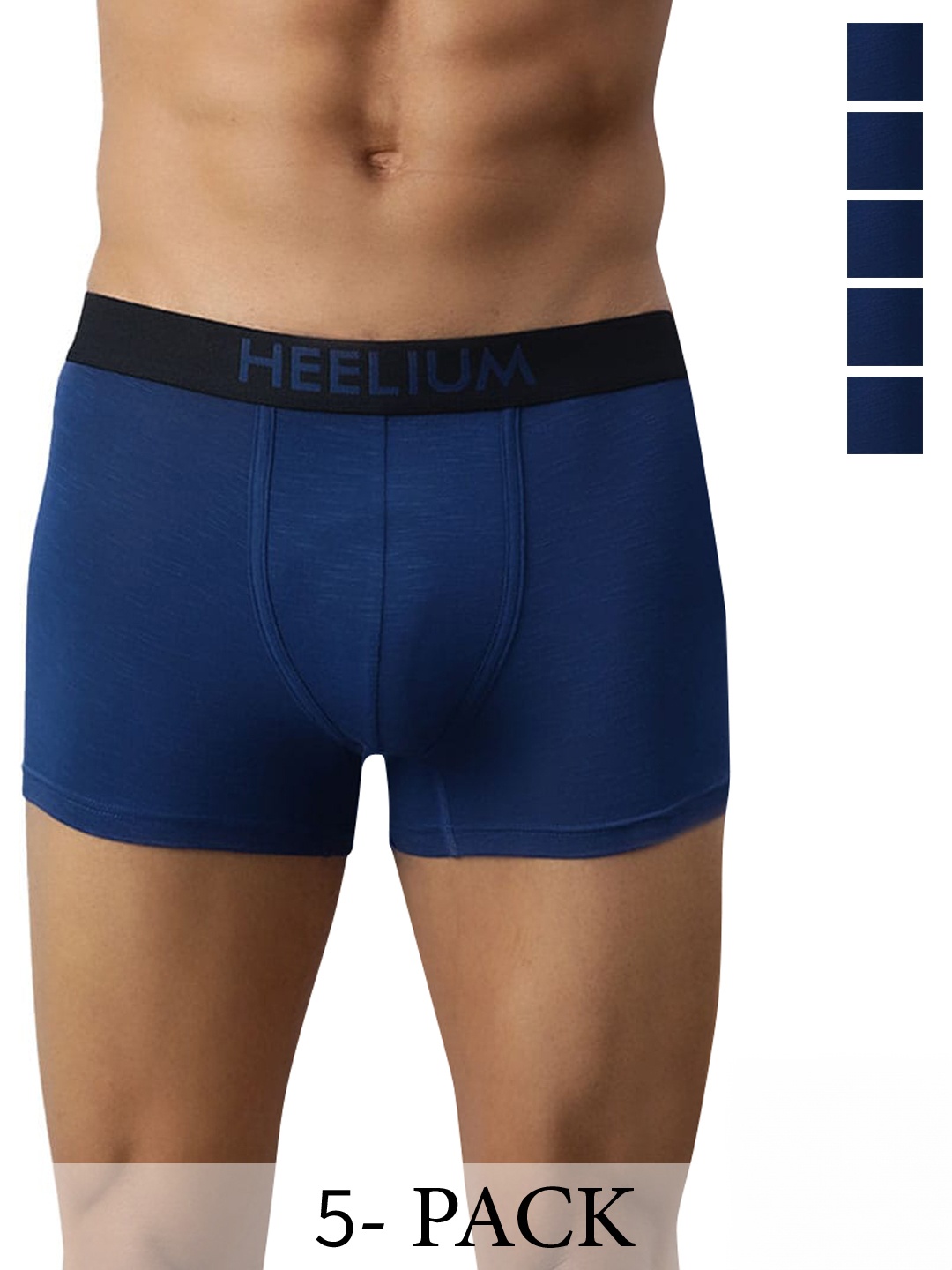 

Heelium Men Pack of 5 Bamboo Super Soft & Odour Free Comfort Fit Trunk, Navy blue