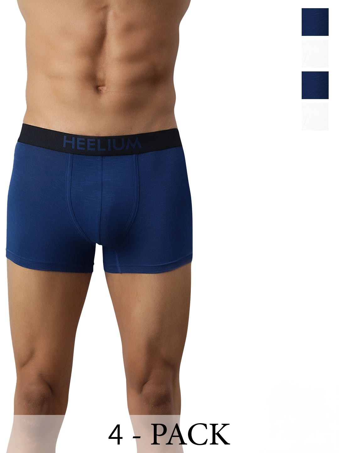

Heelium Men Pack of 4 Bamboo Super Soft & Odour Free Comfort Fit Trunk, White
