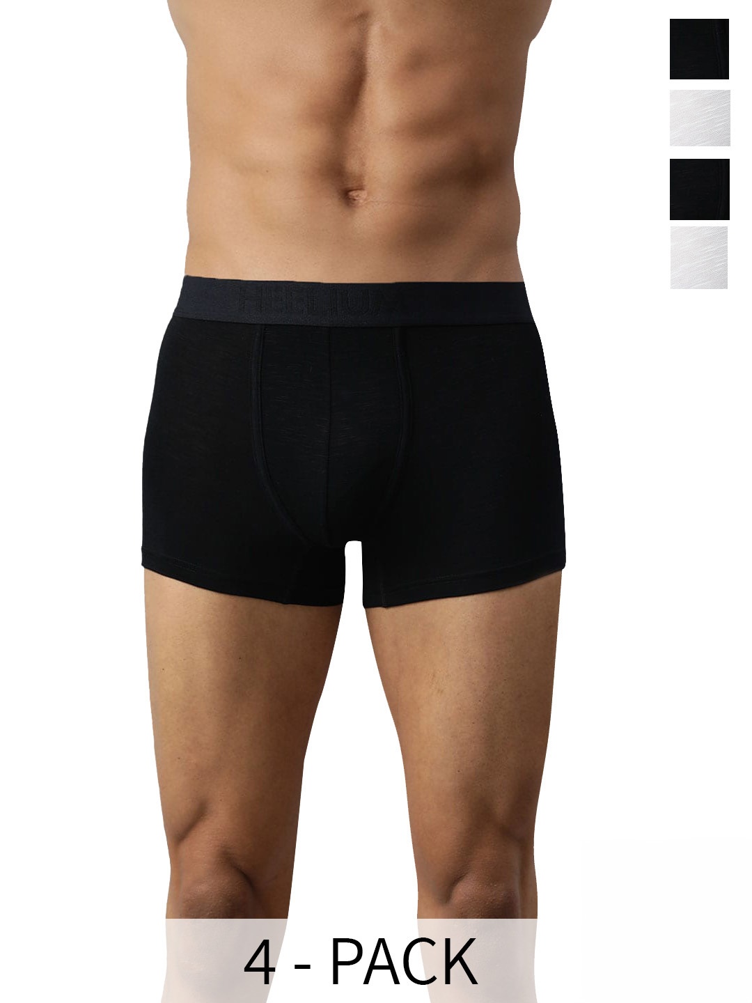 

Heelium Men Pack of 4 Bamboo Super Soft & Odour Free Comfort Fit Trunk, Black