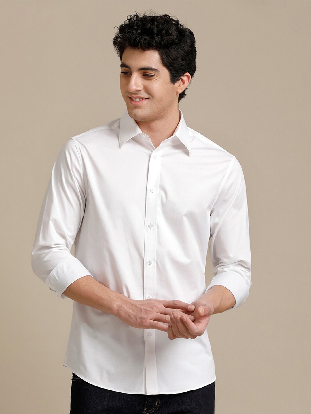 

Aldeno India Slim Fit Casual Pure Cotton Shirt, White