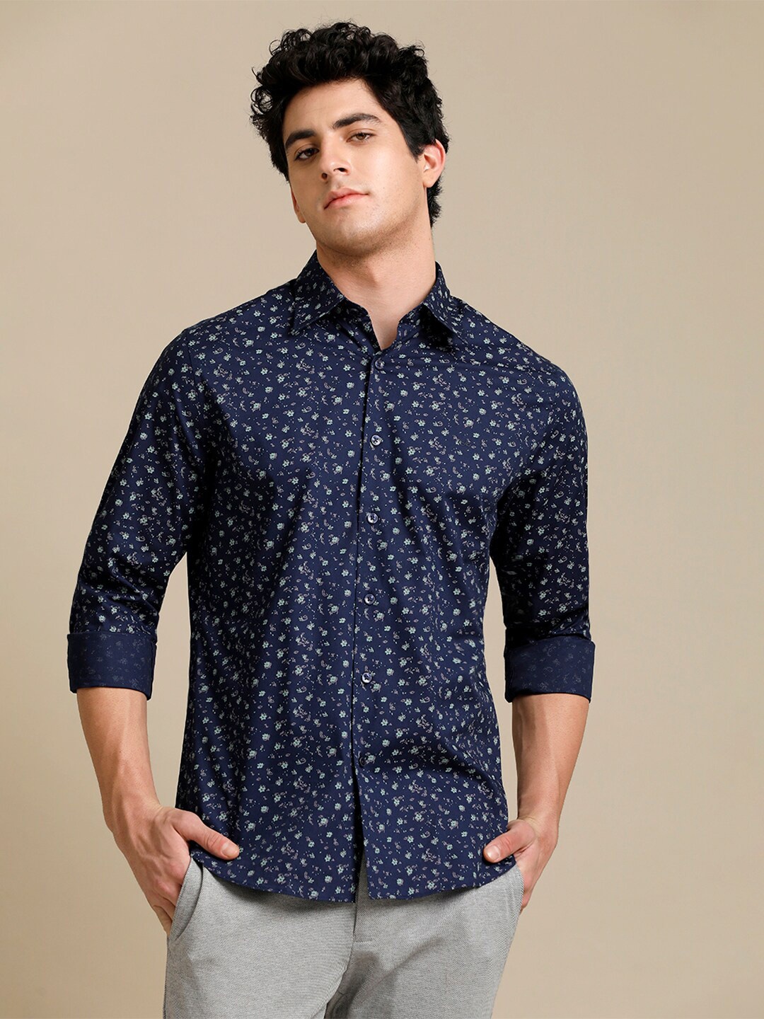

Aldeno Comfort Floral Printed Cotton Casual Shirt, Navy blue
