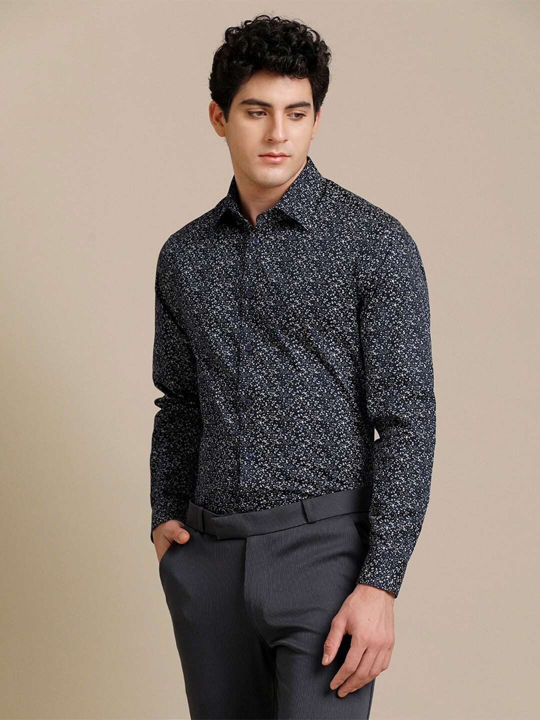 

Aldeno Comfort Floral Printed Cotton Casual Shirt, Navy blue