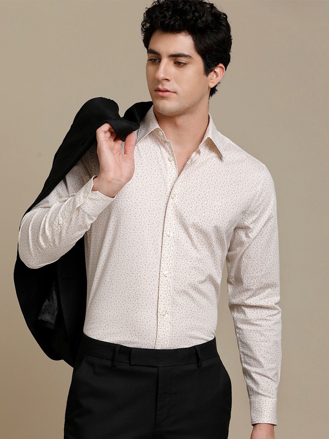 

Aldeno Micro Ditsy Printed Comfort Pure Cotton Casual Shirt, Brown