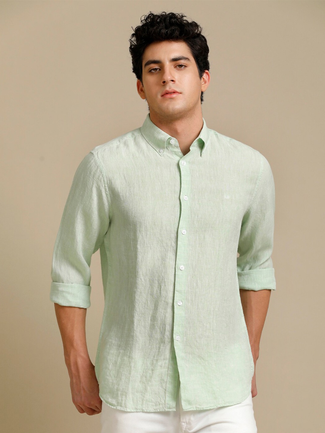 

Aldeno Linen Comfort Opaque Casual Shirt, Green