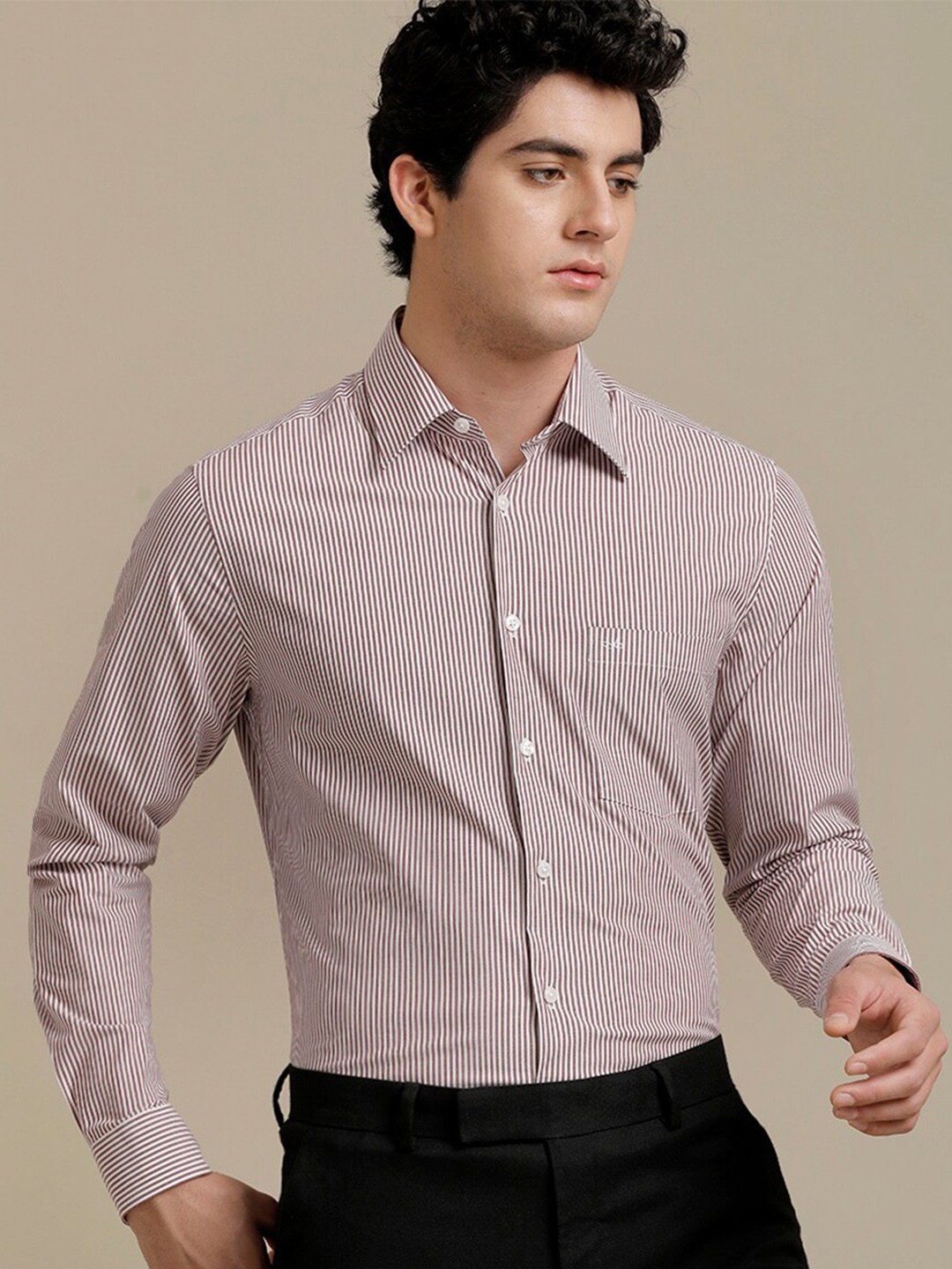 

Aldeno Vertical Striped Cotton Comfort Opaque Formal Shirt, Mauve