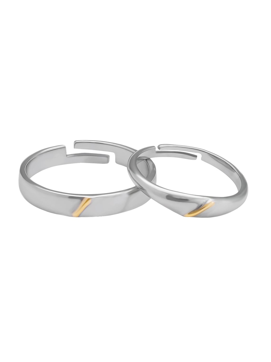 

GIVA Set Of 2 Rhodium-Plated Adjustable Couple Rings, Silver