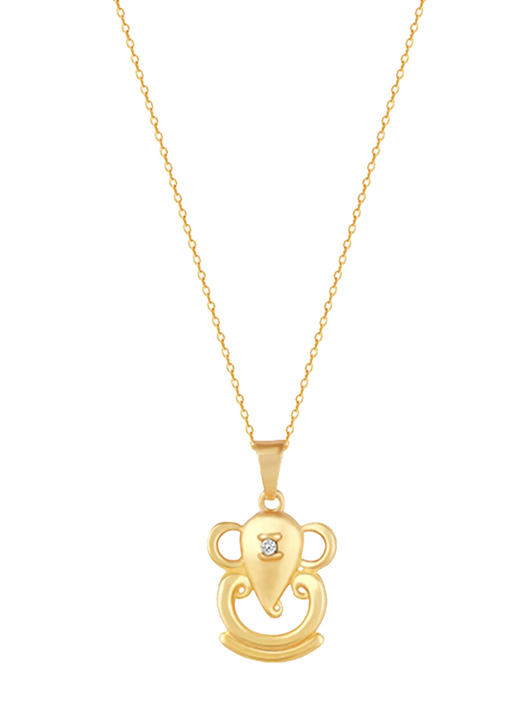 

GIVA 925 Sterling Silver Gold-Plated CZ-Studded Ganapati Pendant With Chain