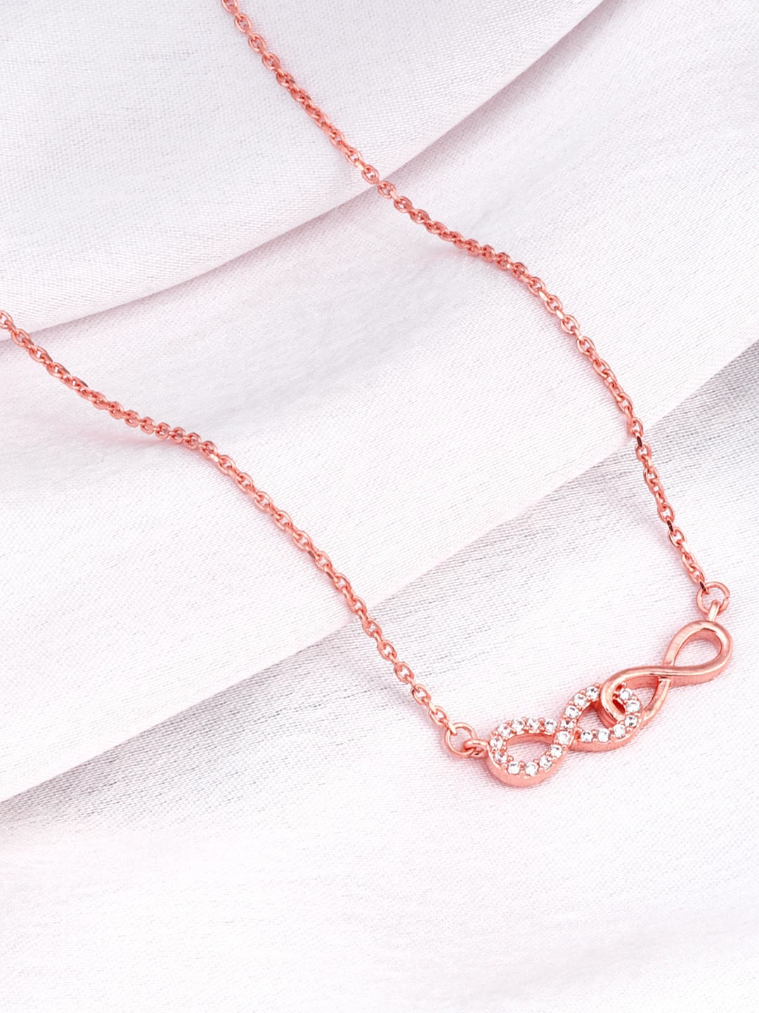 

GIVA Rose Gold Plated CZ Studded 925 Sterling Silver Pendant With Chain
