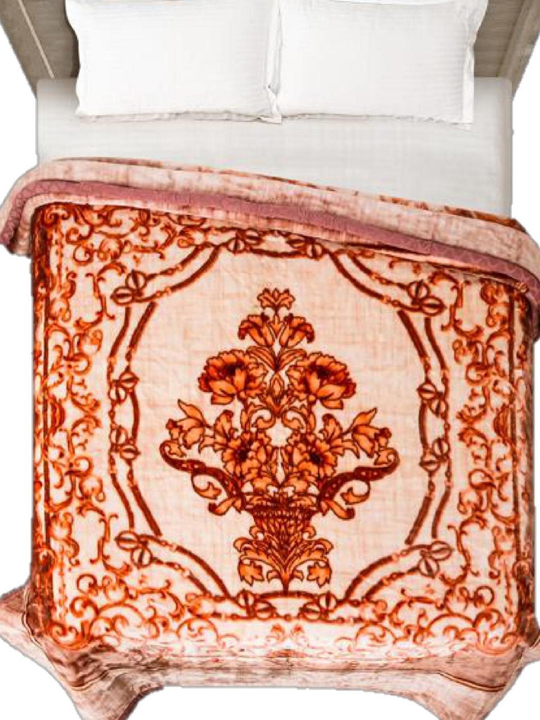 

Signature The club Red & Peach Ethnic Motifs Flat Heavy Winter Single Bed Blanket