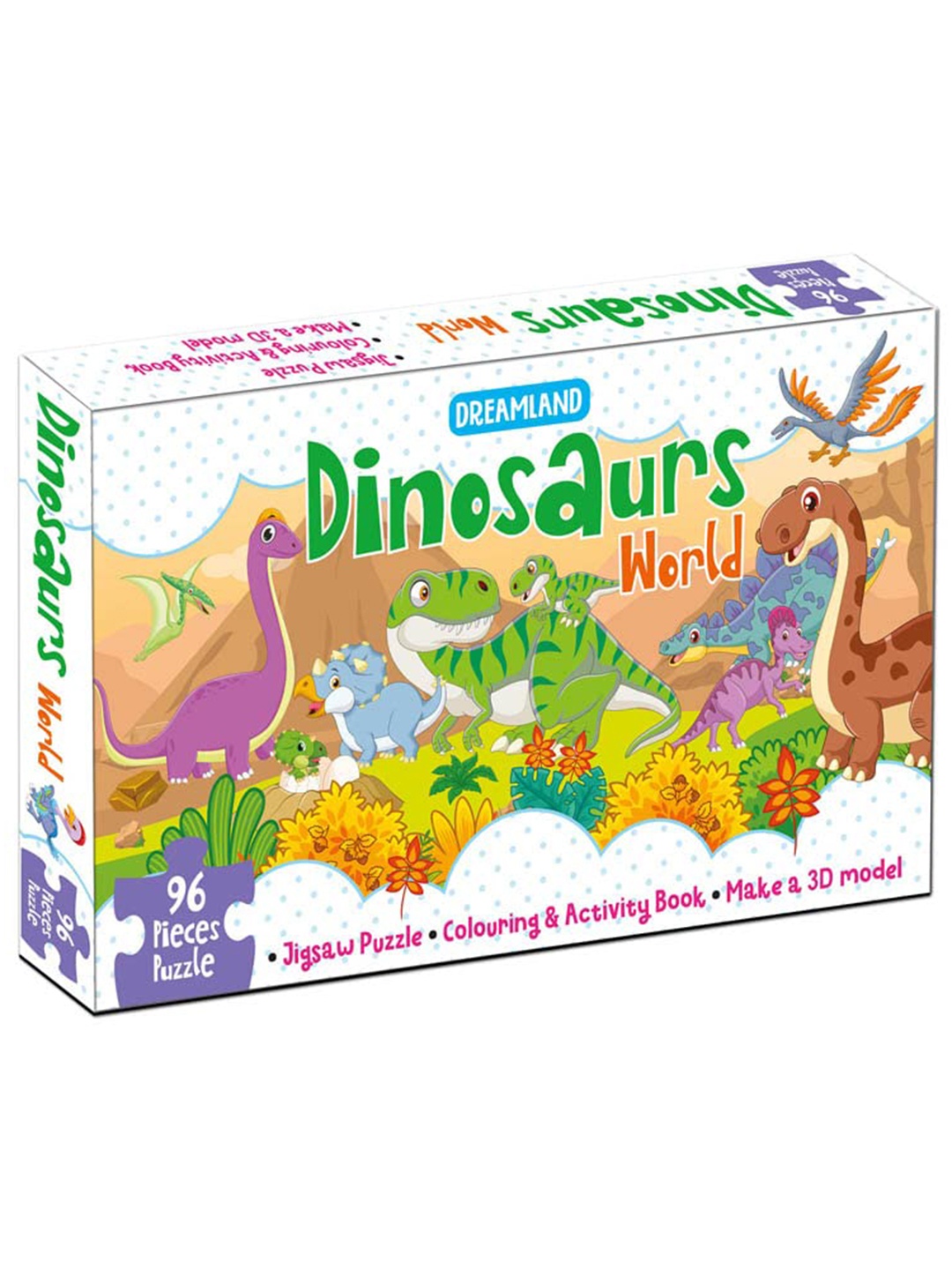 

Dreamland Kids 96-Pcs Dinosaurs World Jigsaw Puzzle Activity Book, Red