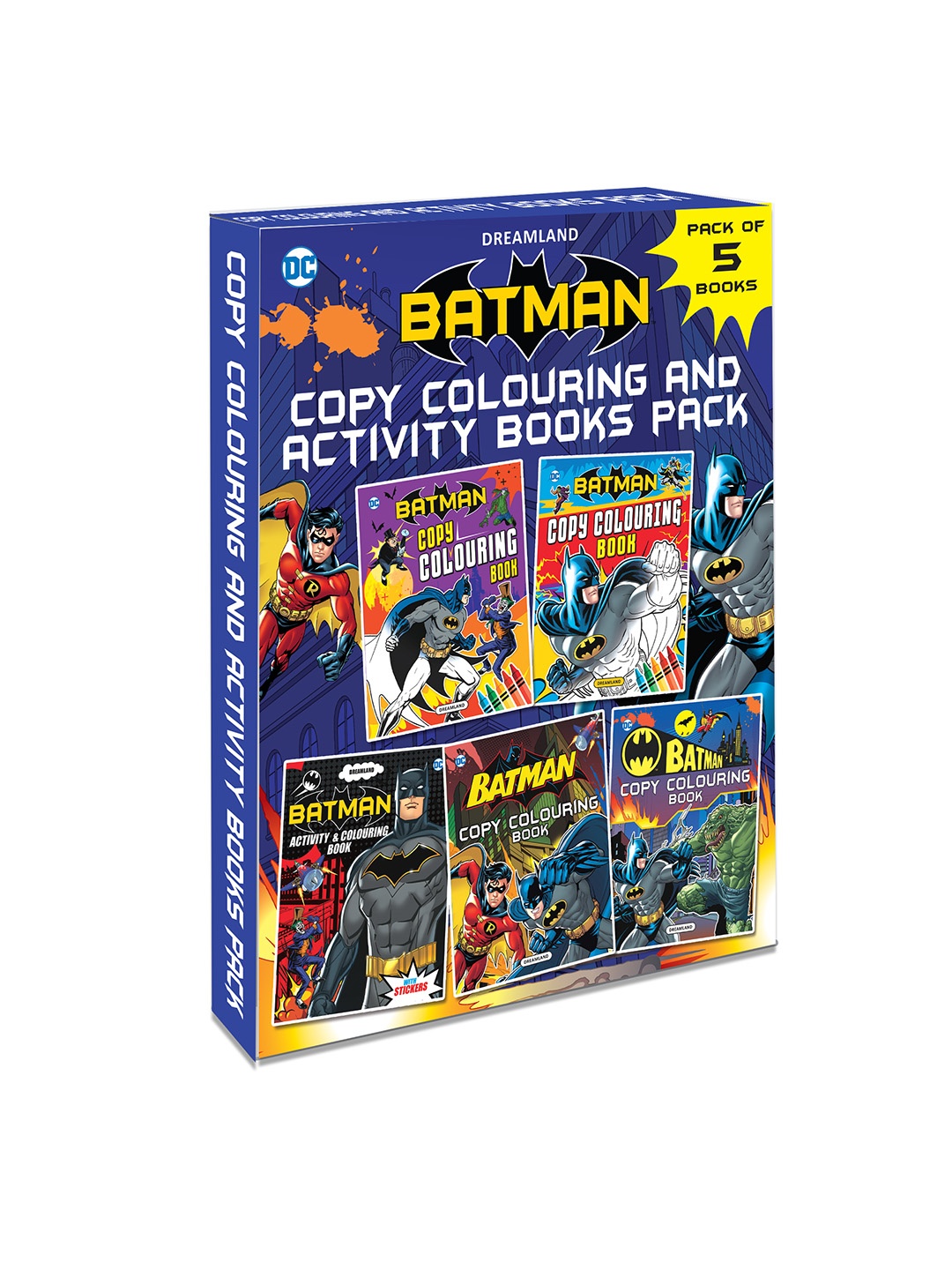 

Dreamland Kids Set Of 5 Batman Copy Colouring & Activity Books, Red