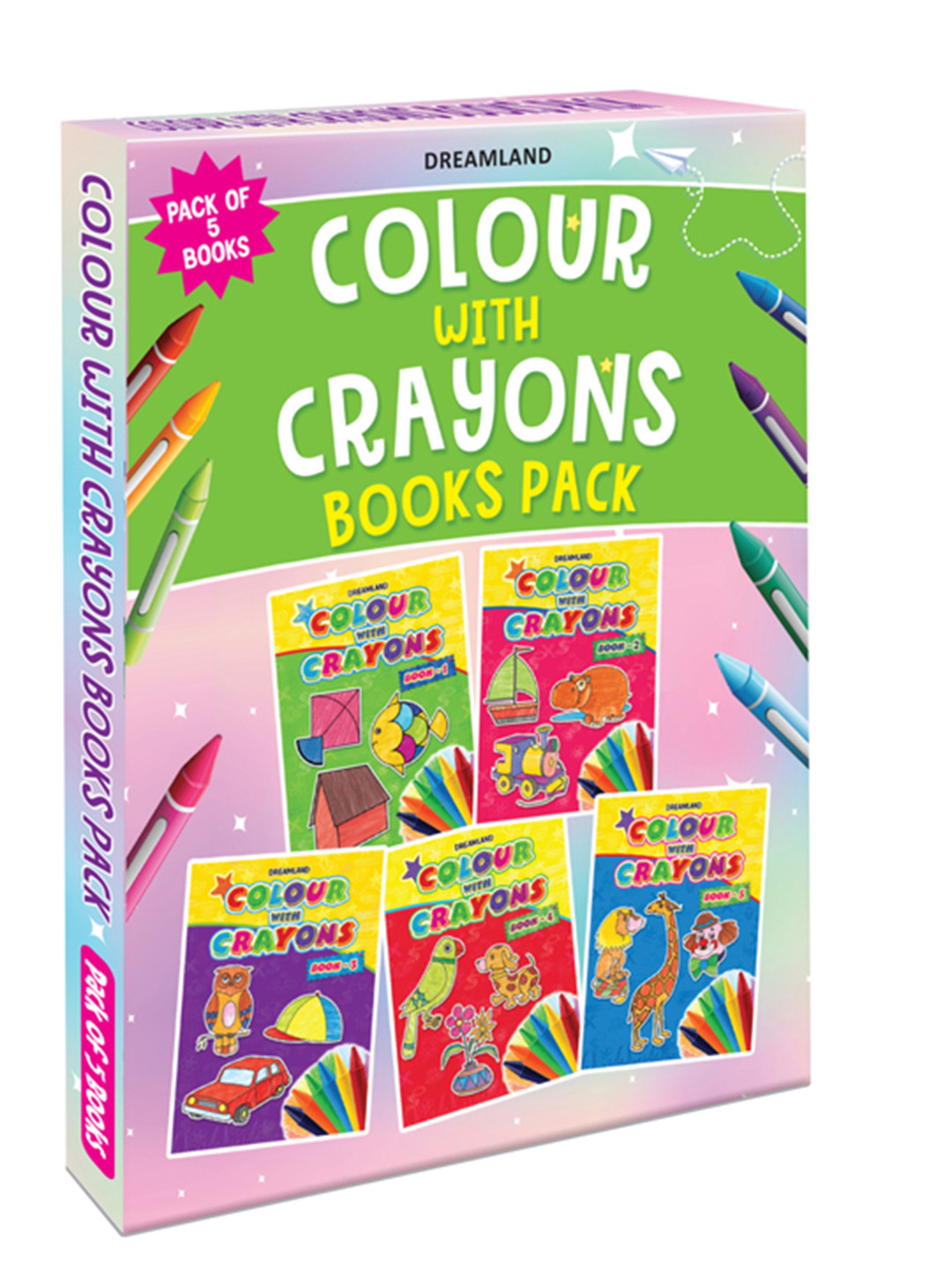 

Dreamland Set Of 5 Colouring Book with Free Crayons, Multi
