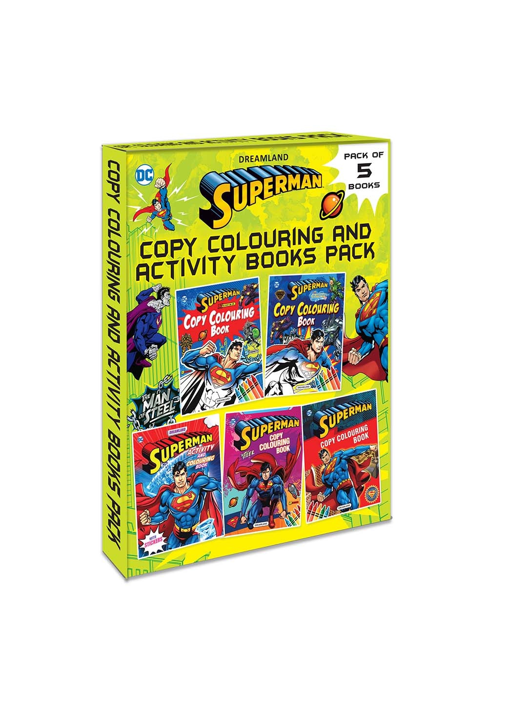 

Dreamland Pack Of 5 Superman Copy Colouring and Activity Books, Multi