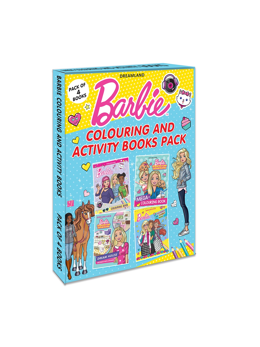 

Dreamland Pack Of 4 Barbie Colouring and Activity Books Pack, Red