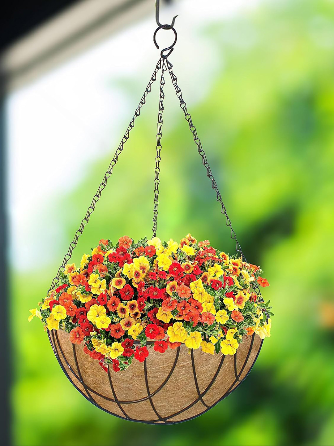 

Garden Deco Black & Brown Coir Hanging Basket With Metal Hanging Chain Planter