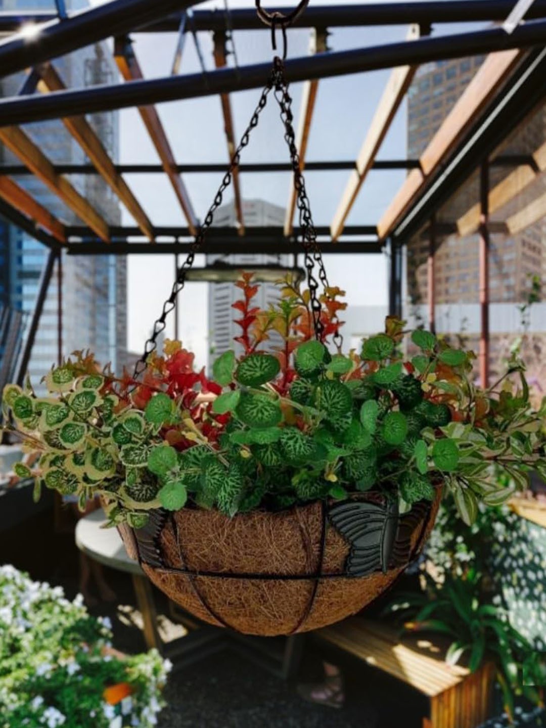 

Garden Deco Black & Brown 3 Pieces Coir Hanging Basket With Chain Planters