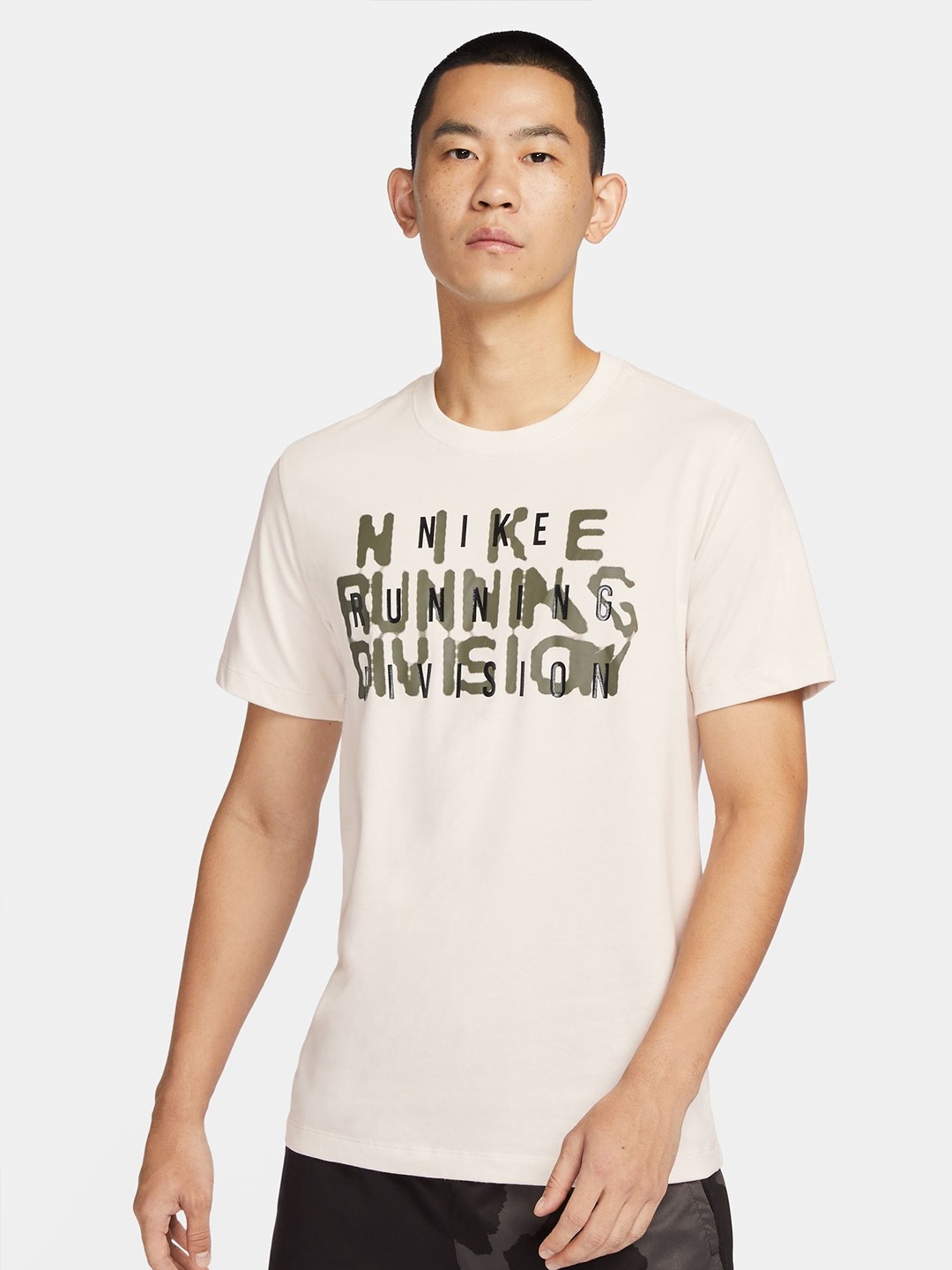 

Nike Dri-FIT Running Division Typography Printed Dry-Fit Running T-shirt, Off white