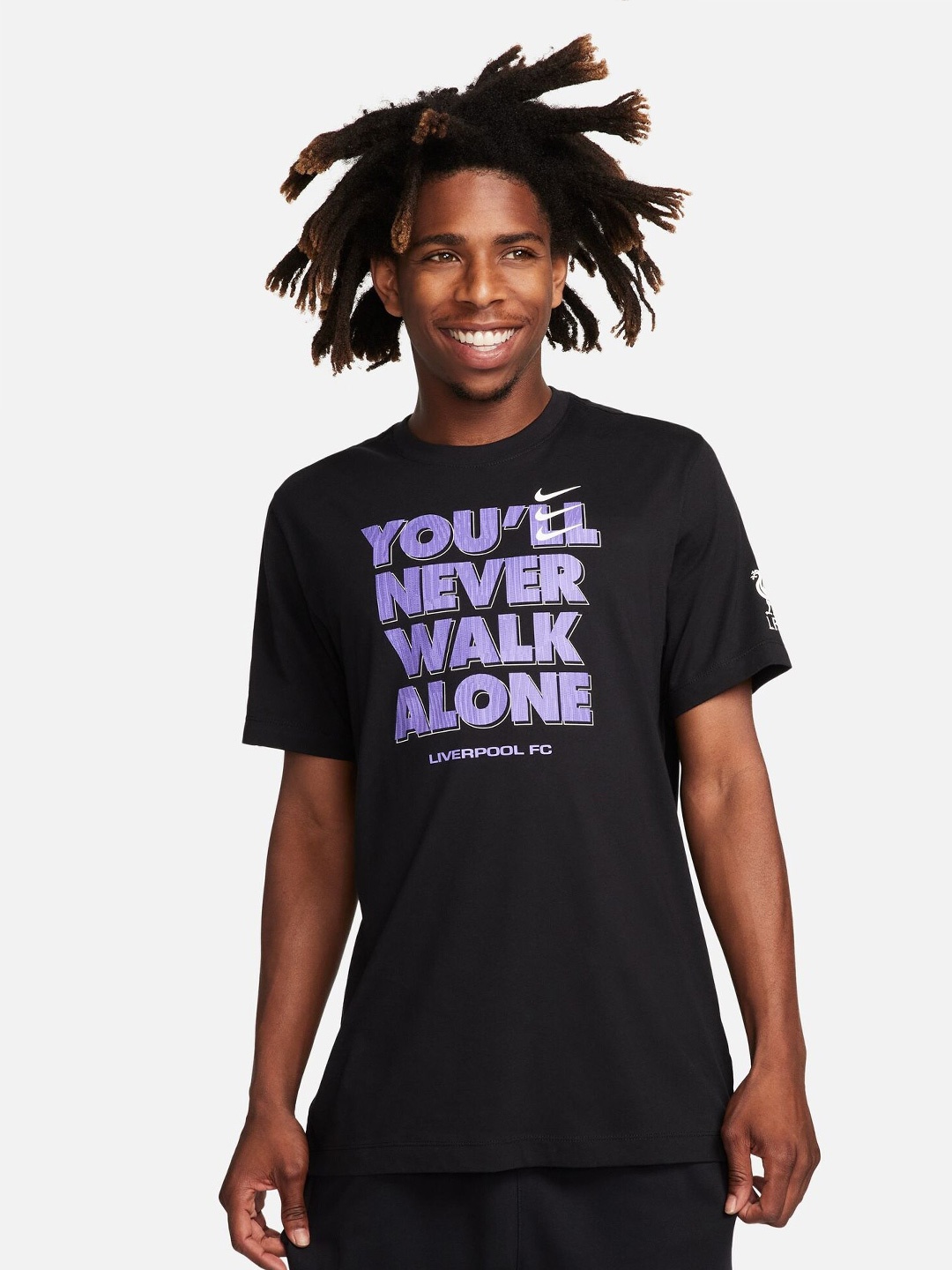 

Nike Liverpool F.C. Typography Printed Football T-Shirt, Black