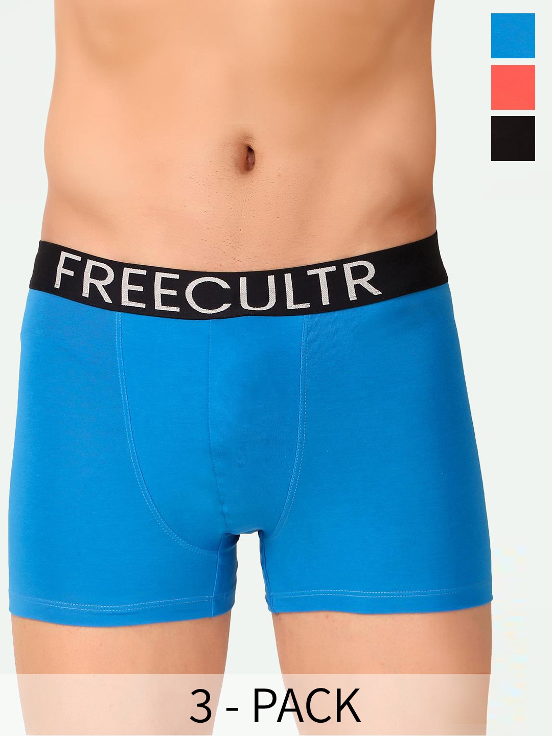 

FREECULTR Pack Of 3 Snug Fit Organic Cotton Basic Briefs, Blue
