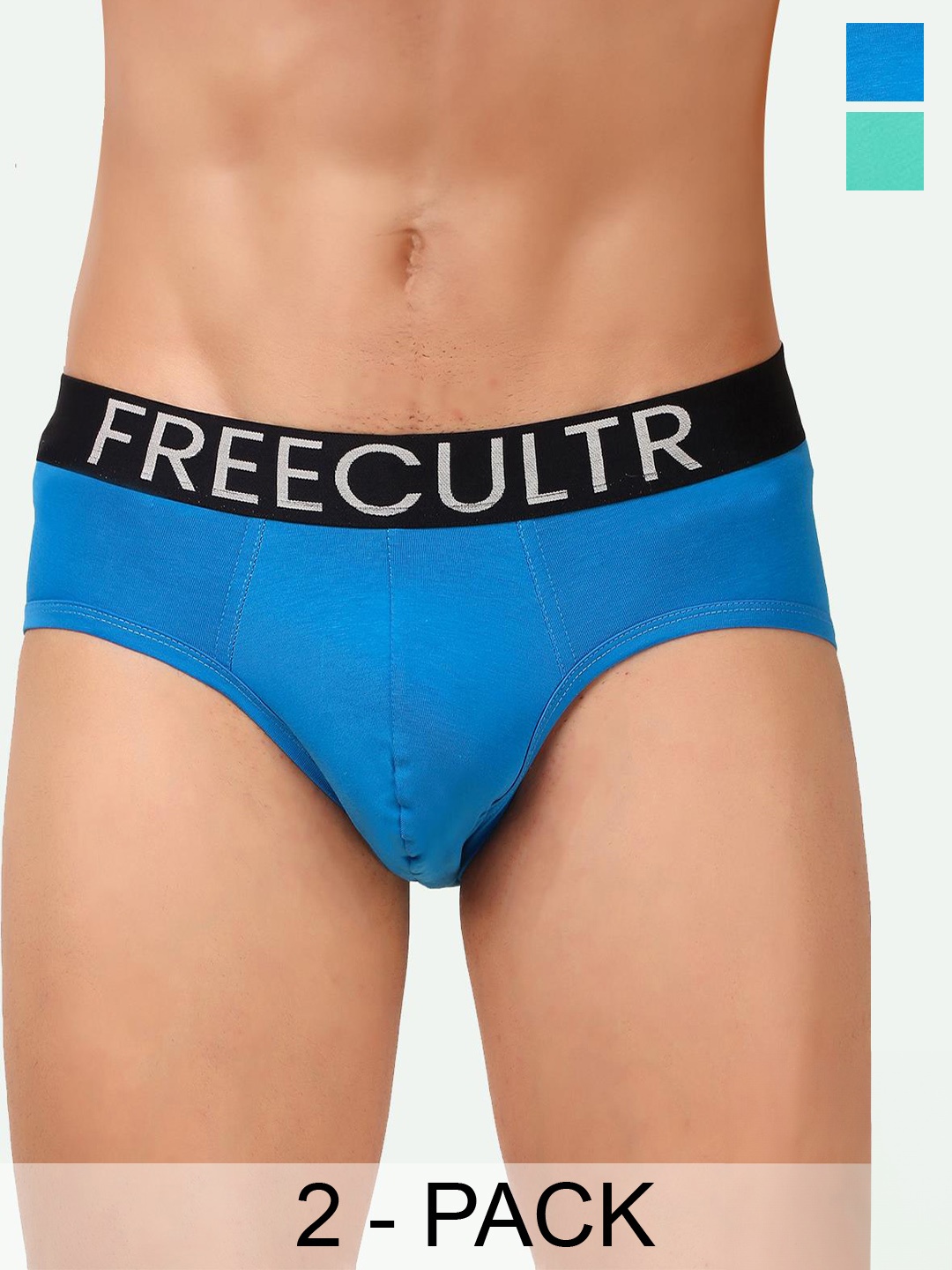 

FREECULTR Pack Of 2 Snug Fit AntiOdour Organic Cotton Basic Briefs, Green