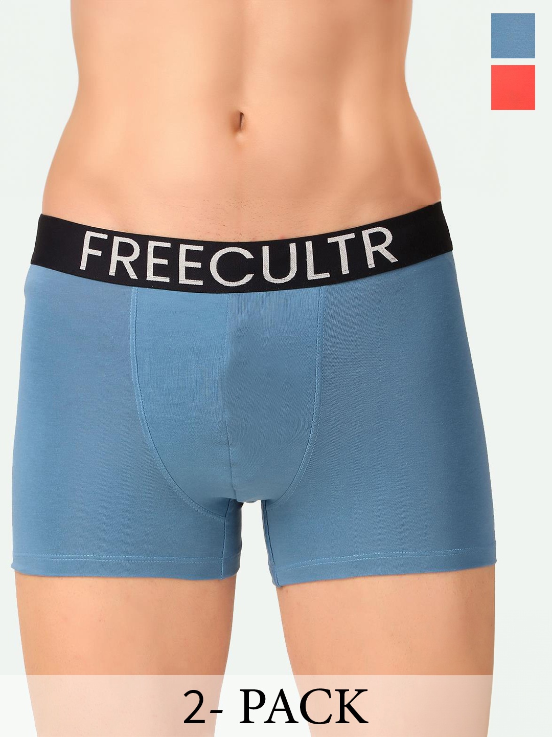 

FREECULTR Pack Of 2 Snug Fit Organic Cotton Trunks, Coral