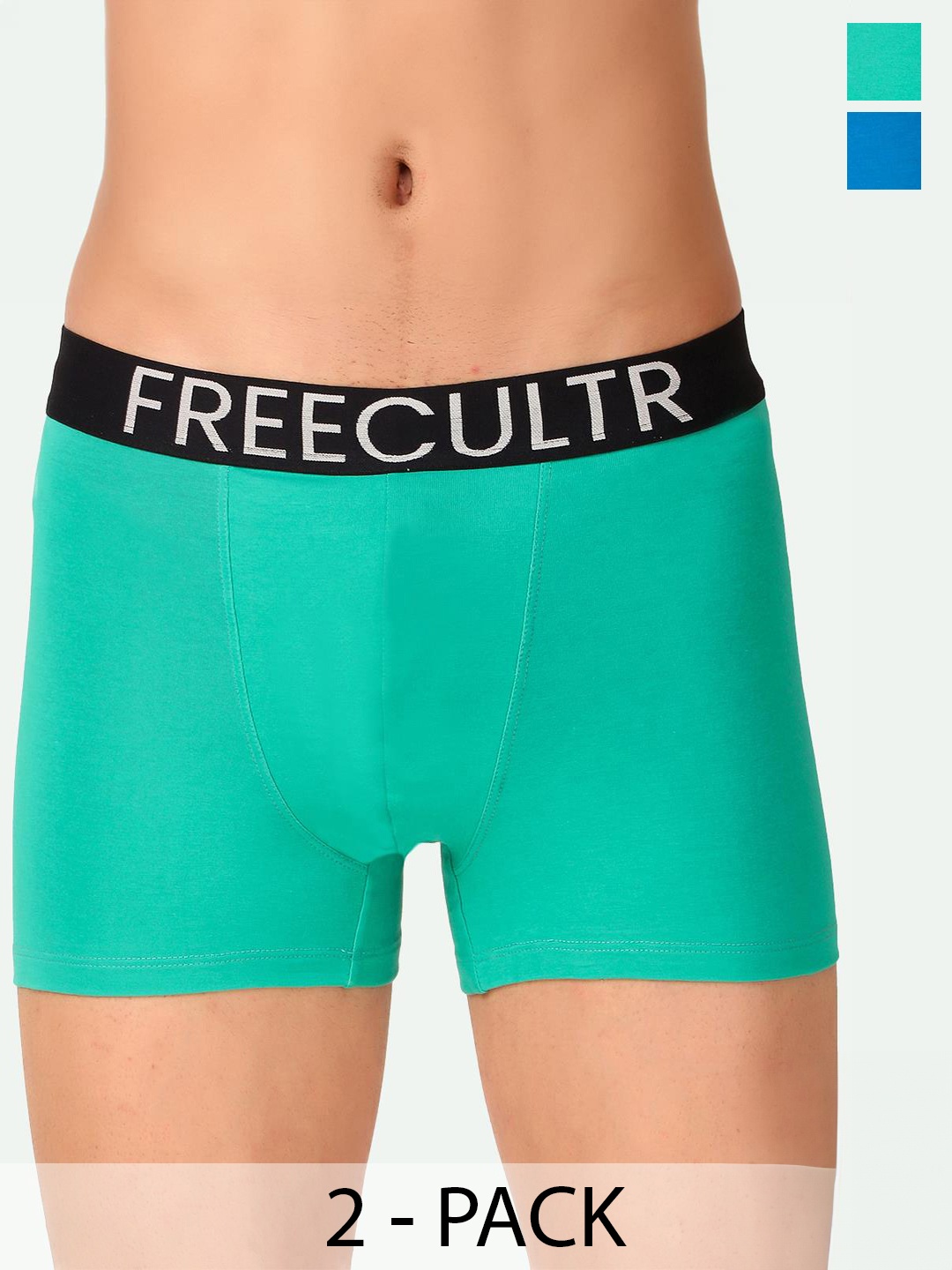 

FREECULTR Pack Of 2 Snug Fit Organic Cotton Trunks, Blue