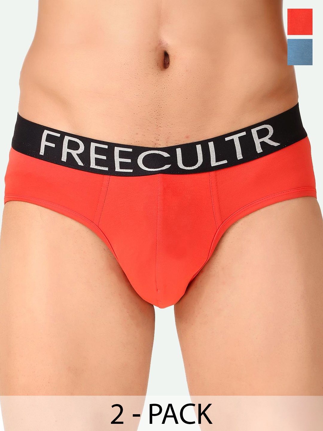 

FREECULTR Pack Of 2 Organic Cotton SnugFit AntiOdour Basic Briefs, Coral