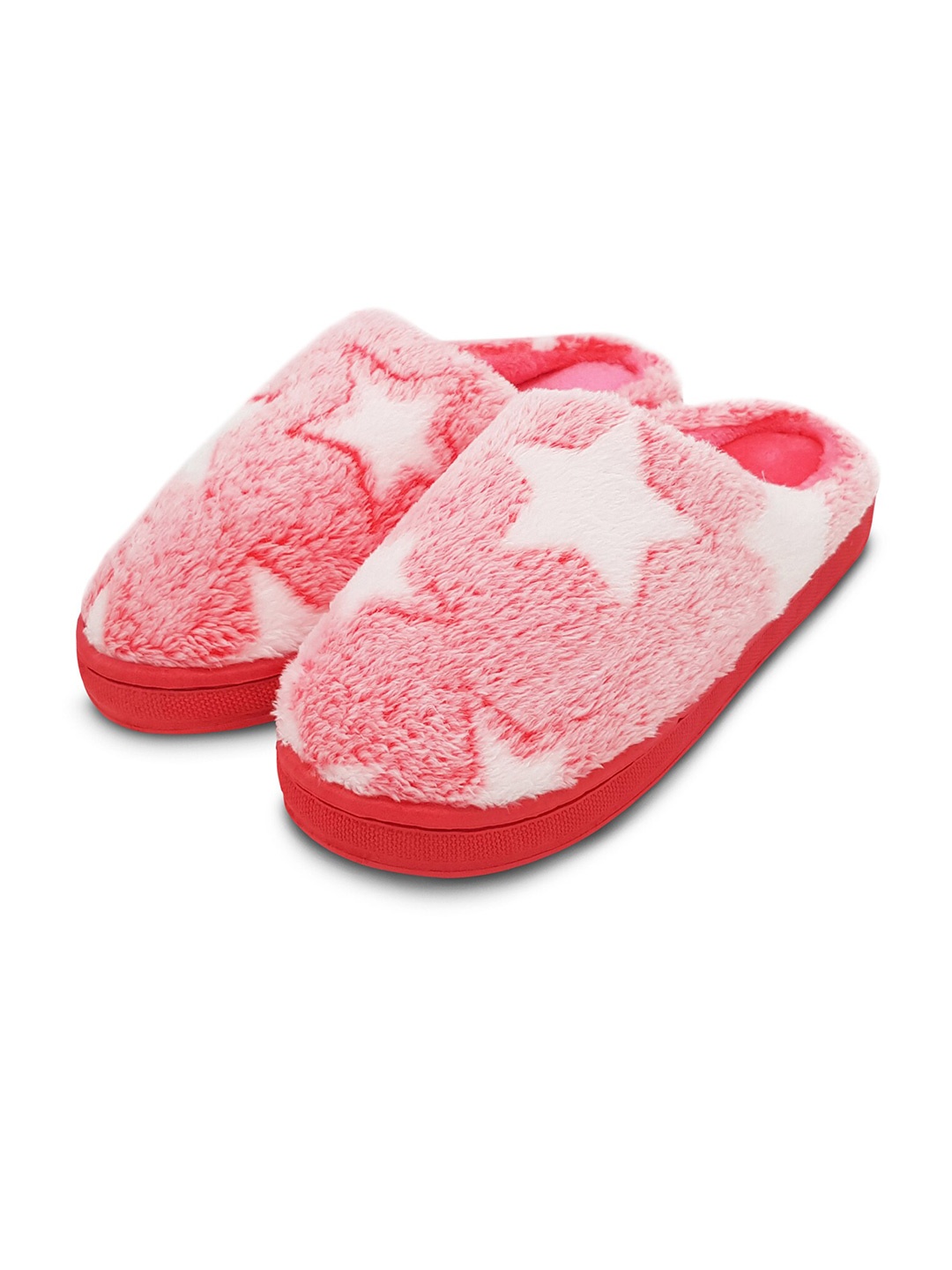 

JENNA Women Comfort Fur Room Slippers, Red