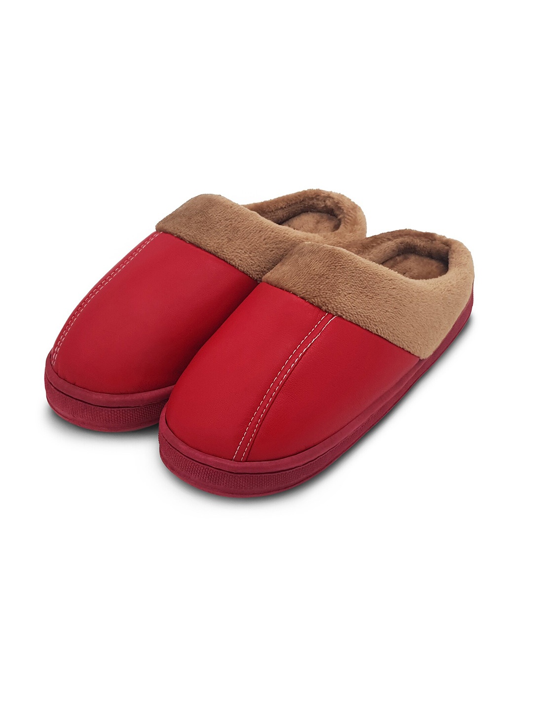 

JENNA Men Comfort Fur Room Slippers, Red
