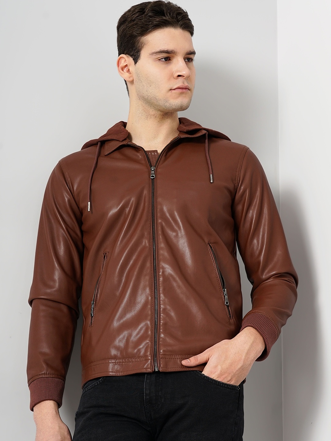 

Celio Hooded Bomber Jacket, Brown