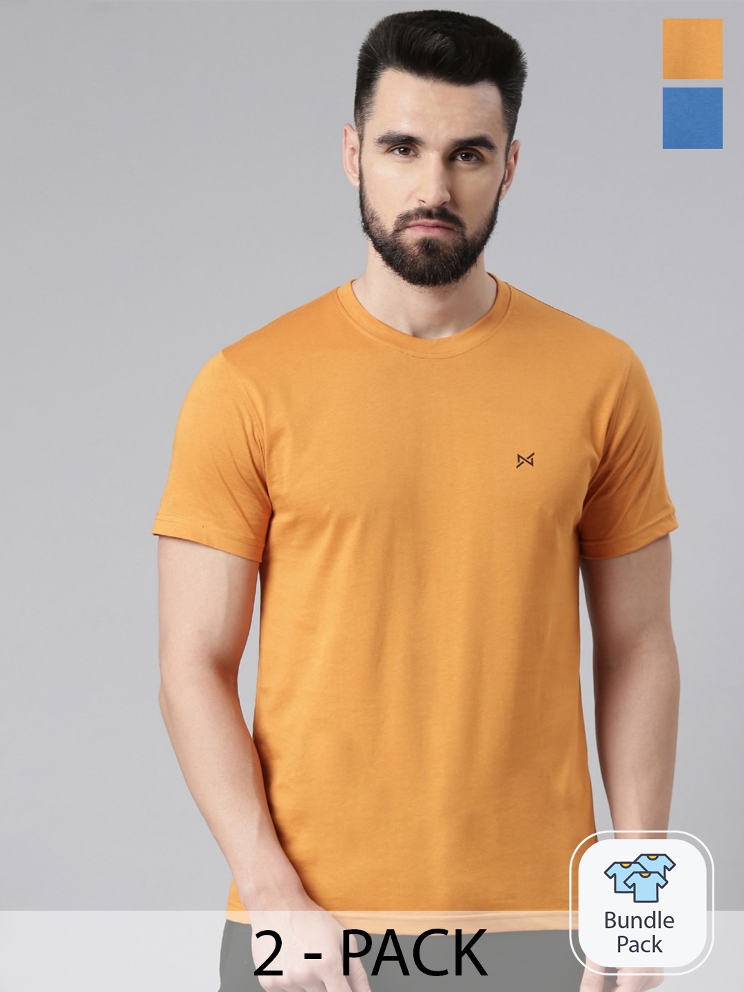 

Force NXT Pack of 2 Super Combed Cotton T-Shirt, Yellow
