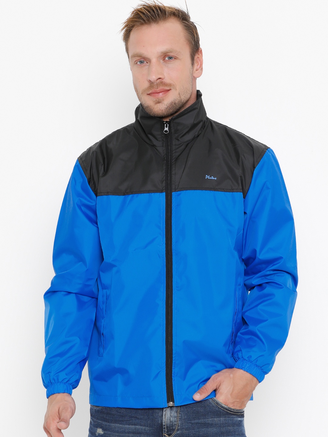 

Plutus Men Blue Lightweight Windcheater Sporty Jacket