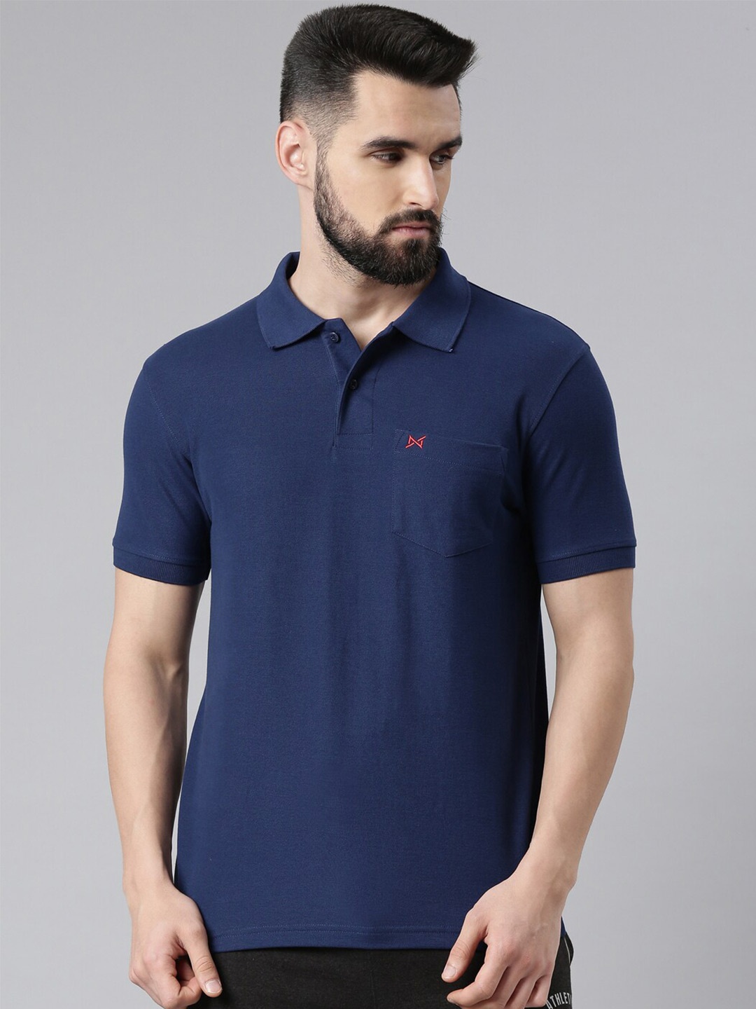 

Force NXT Polo Collar Cotton T-shirt, Navy blue