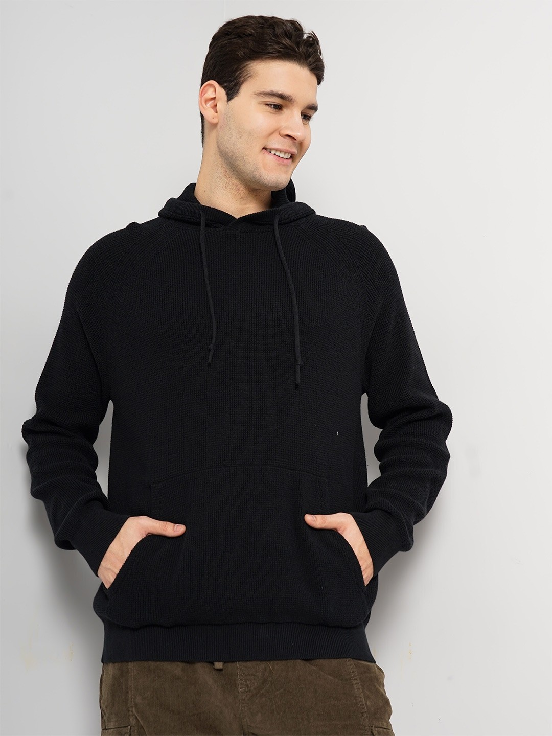 

Celio Hood Long Sleeves Cotton Hood Pullover Sweater, Black