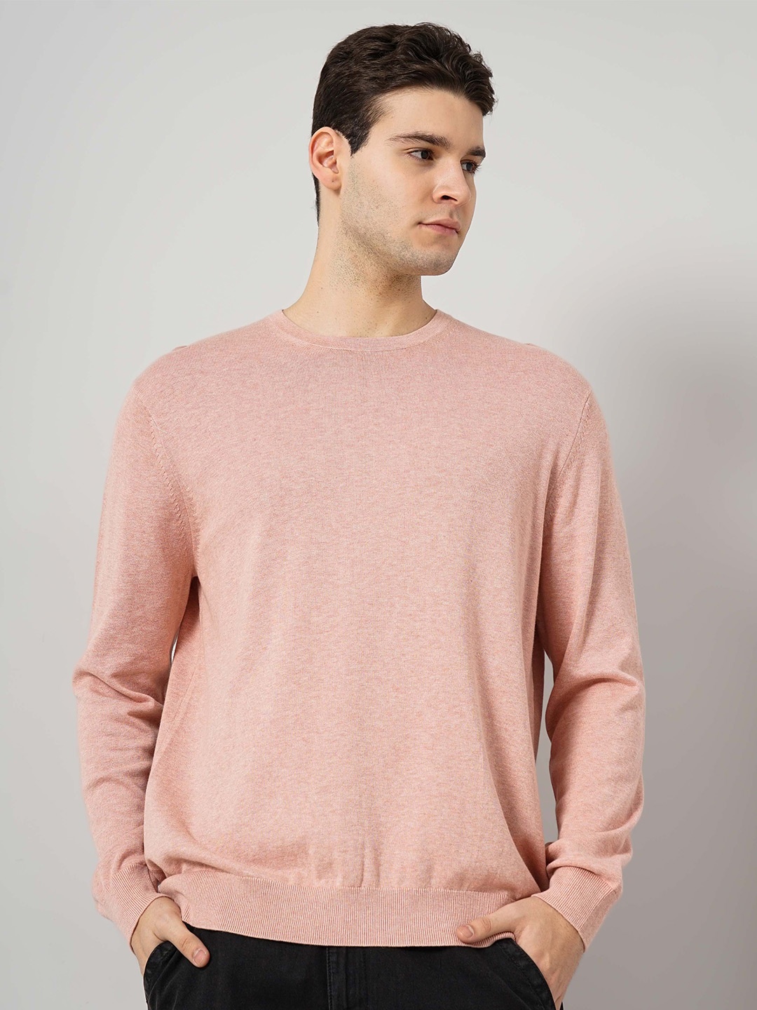 

Celio Round Neck Long Sleeves Cotton Pullover Sweater, Pink