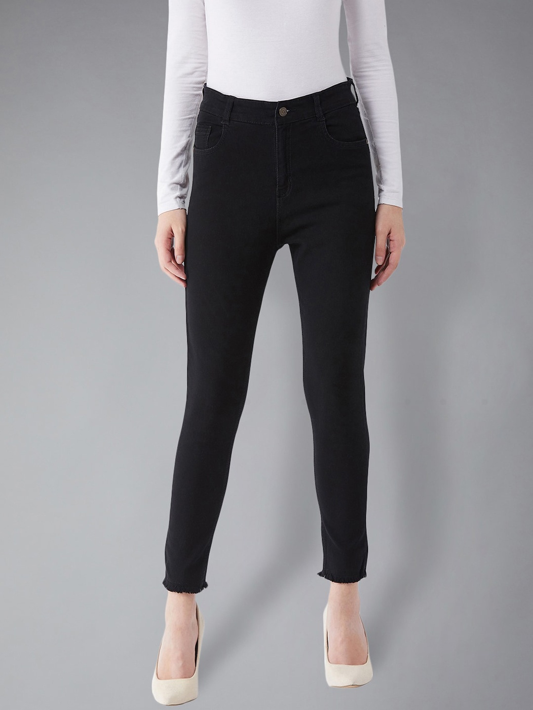 

DressBerry Women's Slim Fit Regular Length High Rise Denim Jeans, Black