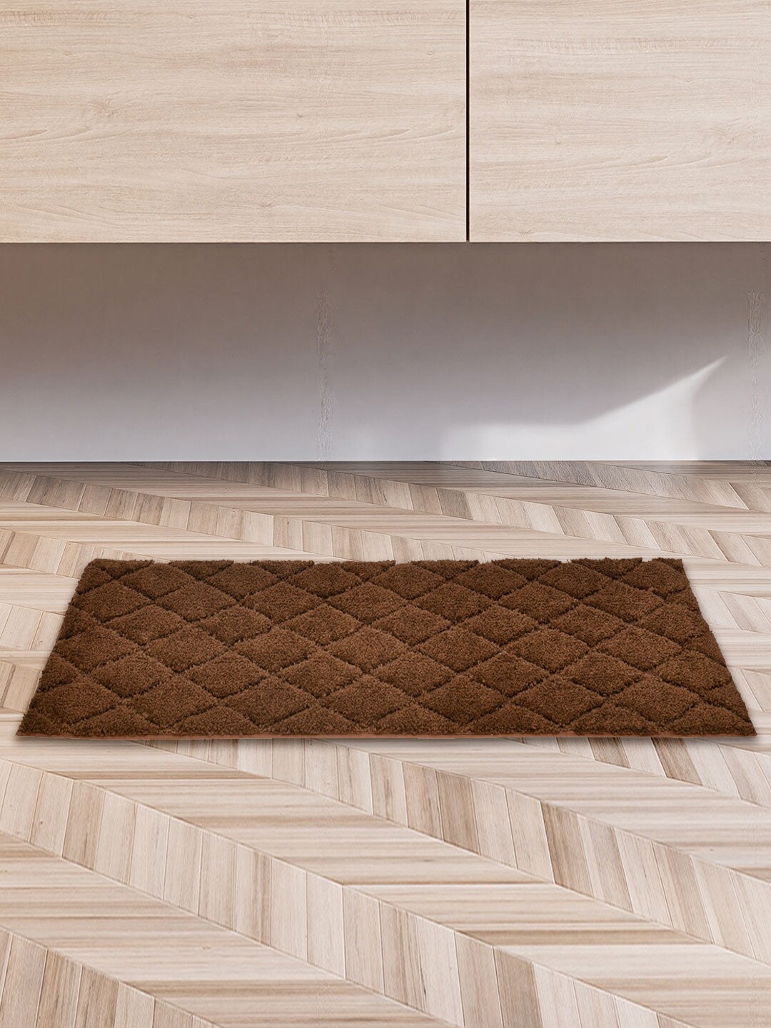 

Athome by Nilkamal Brown Textured Rectangular Anti-Skid Doormat